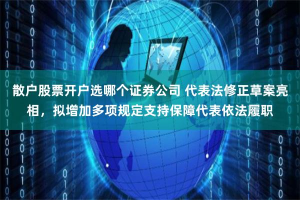 散户股票开户选哪个证券公司 代表法修正草案亮相，拟增加多项规定支持保障代表依法履职